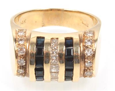 Saphir Brillant Diamant Ring - Schmuck