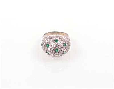 Diamant Smaragd Damenring - Klenoty