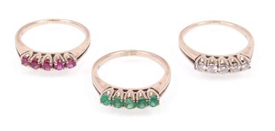 Brillant Farbstein Ringset - Schmuck