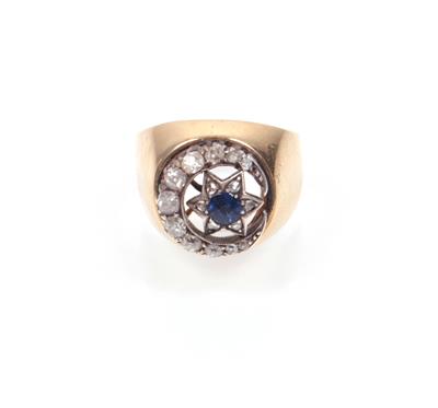 Diamant Ring "Mondsichel mit Stern" - Klenoty