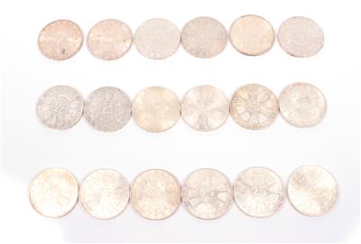 Satz Silbermünzen ATS 25,- 1955-1964, 1966-1973 - Jewellery