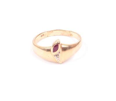 Rubin Diamant Damenring - Schnäppchen - Auktion