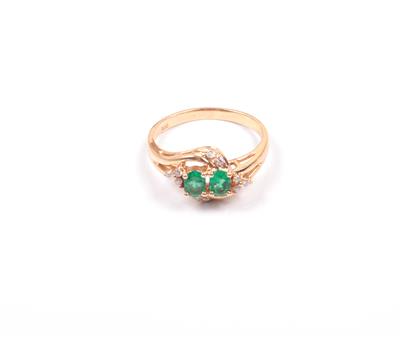 Smaragd Brillant Damenring - Schmuck Onlineauktion