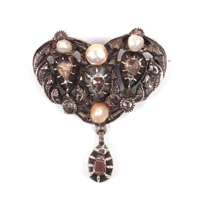 Diamant Brosche Kulturperlen - Christmas auction - Jewellery