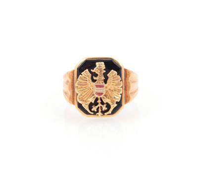 Onyx Herrenring "Österreichisches Wappen" - Schmuck und Uhren online auction