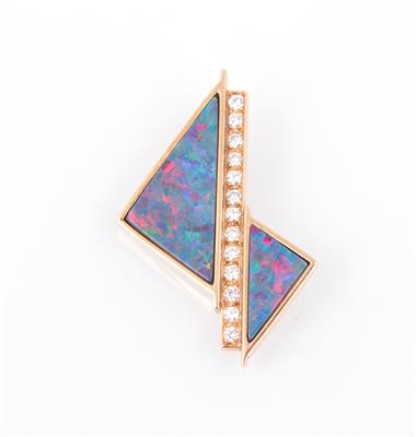 Brillant Opal-Tripletten Anhänger mit Clipcollant zus. ca. 0,70 ct - Schmuck und Uhren