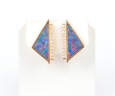Brillant Opal Tripletten Ohrsteckclipse zus. ca. 0,45 ct - Jewellery