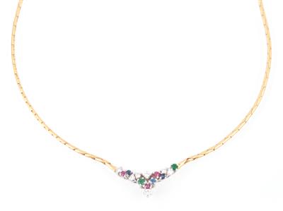 Brillant Farbstein Collier - Klenoty