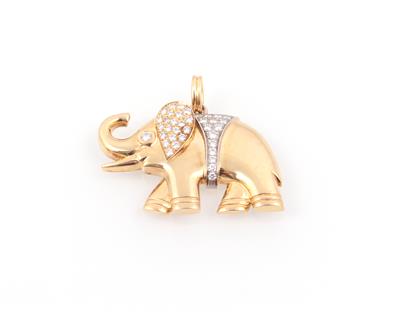 Brillantanhänger "Elefant" zus. ca. 1,30 ct - Klenoty