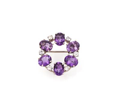 Amethyst Brillant Brosche - Weihnachtsauktion Schmuck und Uhren