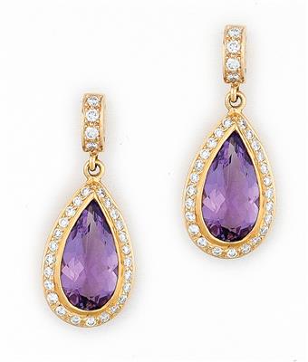 Amethyst Brillant Ohrsteckgehänge - Schmuck und Uhren