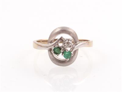 Diamant Smaragd Damenring - Schmuck und Uhren