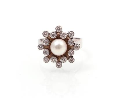 Brillant Kulturperlenring zus. ca. 0,90 ct - Sparkling Mother's Day