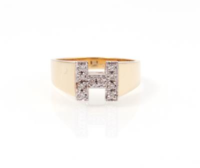 Brillant Ring "H" - Schmuck und Uhren