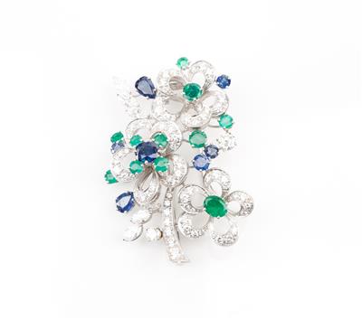 Exquisite Brillant/Diamant Farbstein Brosche "Blumen" - Schmuck und Uhren