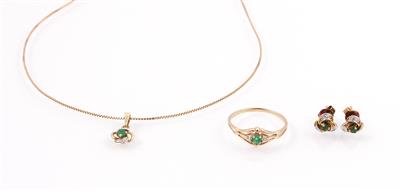Smaragd Diamant Damenschmuckgarnitur - Schmuck und Uhren