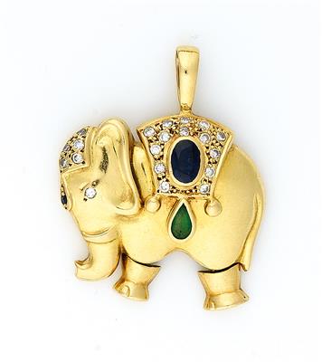 Brillant Farbstein Anhänger "Elefant" - Schmuck und Uhren