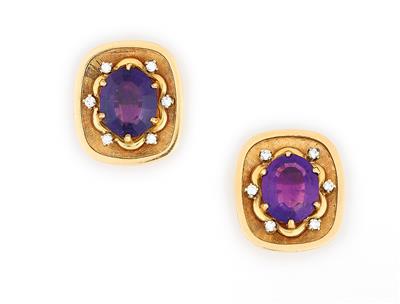 Amethyst Brillant Ohrclips - Schmuck und Uhren