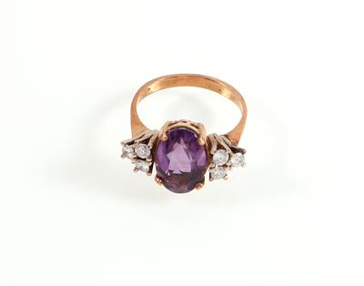 Amethyst Brillant Damenring zus. ca. 3,30 ct - Jewellery and watches