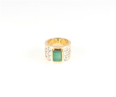 Brillant Smaragd Ring zus. ca. 3,10 ct - Klenoty a náramkové