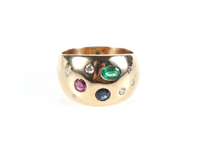 Farbstein Brillant Ring - Schmuck und Uhren