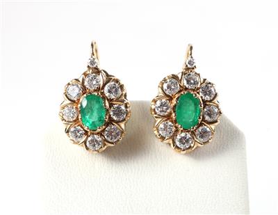 Smaragd Brillant Ohrringe zus. ca. 2,20 ct - Jewellery and watches