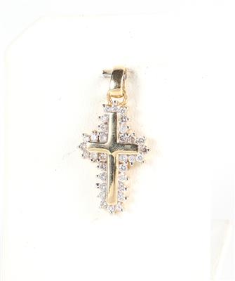 Brillant Kreuzanhänger zus. ca. 0,50 ct (grav.) - Gioielli e orologi