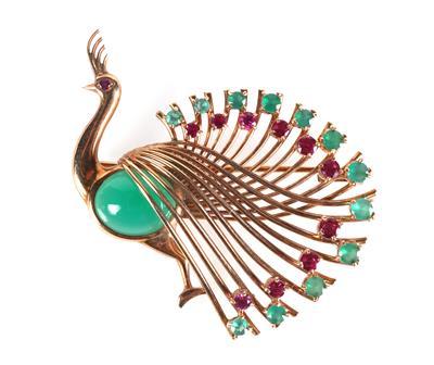 Brosche "Pfau" - Schmuck und Uhren