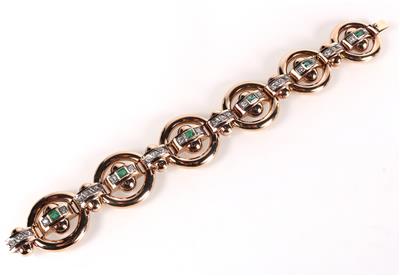 Diamant Smaragd Armkette zus. ca. 3,00 ct - Jewellery and watches