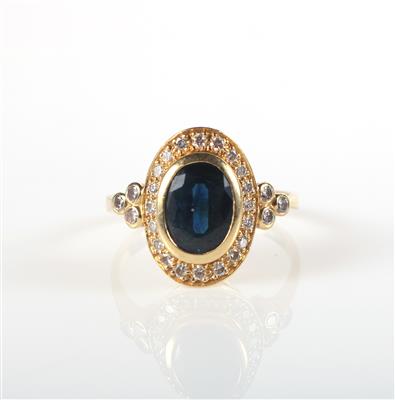 Saphir Brillant Damenring zus. ca. 1,85 ct