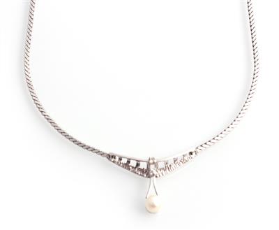 Diamantcollier mit Kulturperle - Schmuck und Uhren