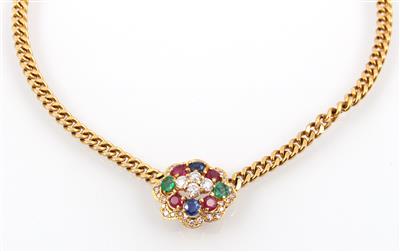 Farbstein Brillant Collier - Schmuck und Uhren