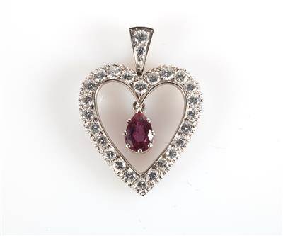 Rubin Brillant Anhänger zus. ca. 2,30 ct - Schmuck und Uhren