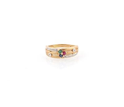 Achtkantdiamant Farbstein Ring - Schmuck und Uhren