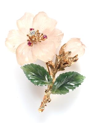 Brillant Schmuckstein Blumenbrosche - Große und kleine Kostbarkeiten