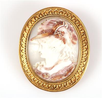 Muschelcamee Brosche "Damenportrait" - Jewellery and watches