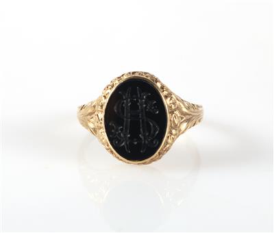 Onyx Monogrammring "H. S." - Gioielli e orologi