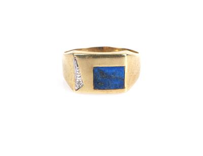 (Beh.) Lapis Lazuli Diamant Herrenring - Schmuck und Uhren