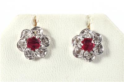 Rubin Diamant Damenschmuckgarnitur "Blumen" - Schmuck und Uhren