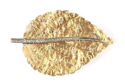 Naturgetreue Diamant Blattbrosche - Schmuck und Uhren
