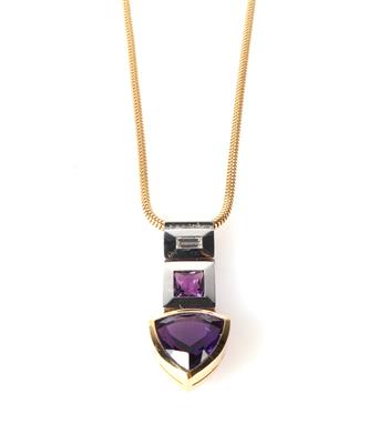 Amethyst Diamant Collier - Schmuck und Uhren