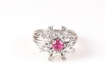 Brillant Rubin Ring zus. ca. 0,95 ct - Schmuck und Uhren