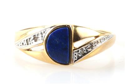 (Beh.) Lapis Lazuli Diamant Damenring - Jewellery and watches