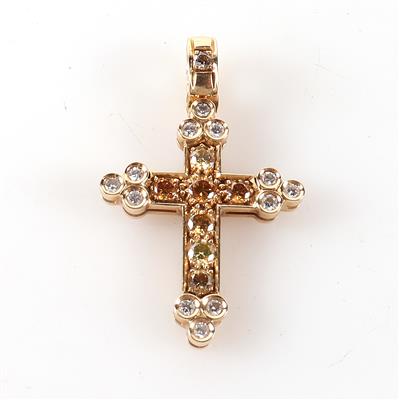 Brillantanhänger "Kreuz" zus. ca. 1,00 ct - Klenoty a Hodinky