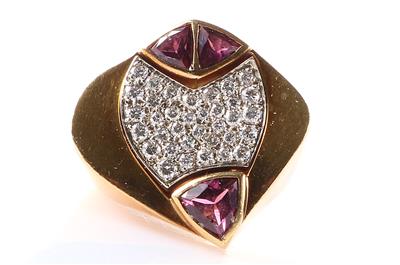 Moderner Brillant Granat Ring - Jewellery and watches