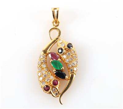 Diamant Rubin Saphir Smaragd Anhänger - Jewellery and watches
