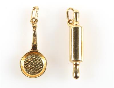 2 Anhänger "Bratpfanne  &  "Nudelwalker" - Jewellery and watches
