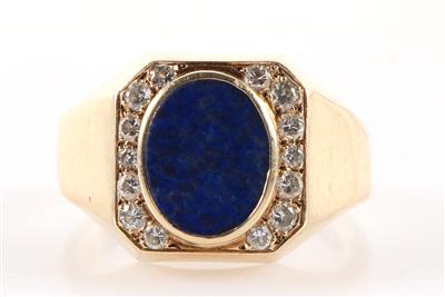 (Beh.) Lapis Lazuli Brillant Ring - Schmuck und Uhren