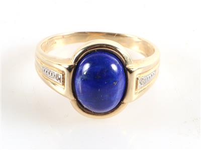(Beh.) Lapis Lazuli Diamant Damenring - Klenoty a Hodinky