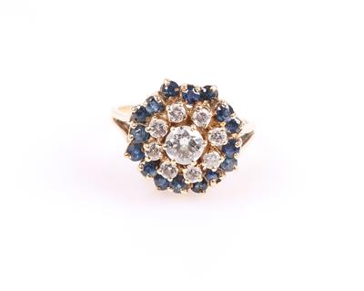 Brillant Saphirring, zus. ca. 0,75 ct - Schmuck und Uhren